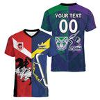 Custom Dragons-Cowboys Combine Storm-Warriors Women V-Neck T-Shirt Sport Style Version 02