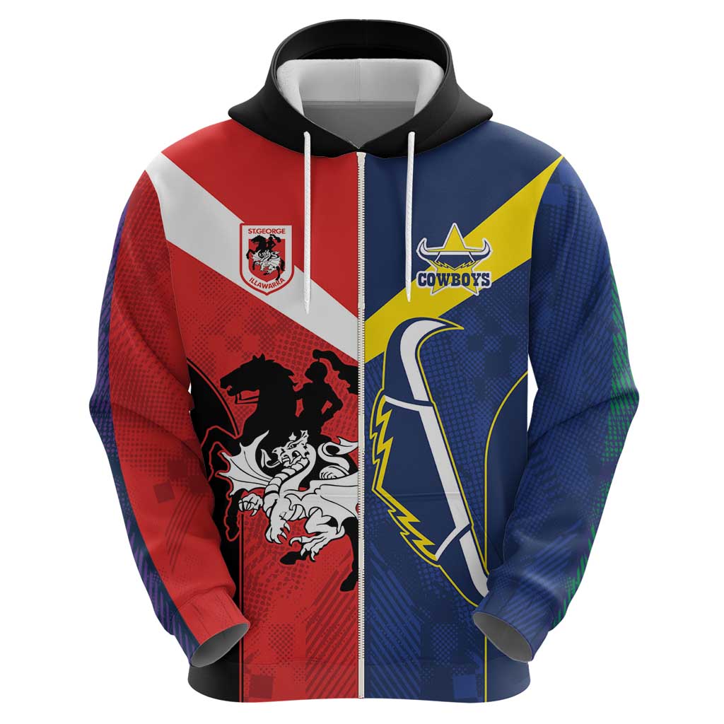 Custom Dragons-Cowboys Combine Storm-Warriors Zip Hoodie Sport Style Version 02