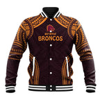 Custom Broncos Rugby Baseball Jacket With Polynesian Style