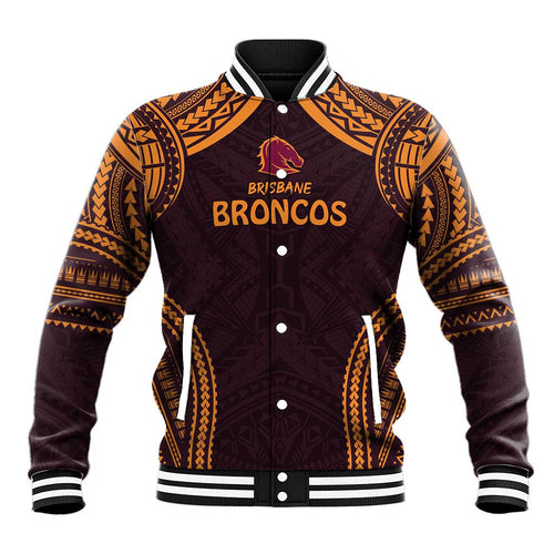 Custom Broncos Rugby Baseball Jacket With Polynesian Style