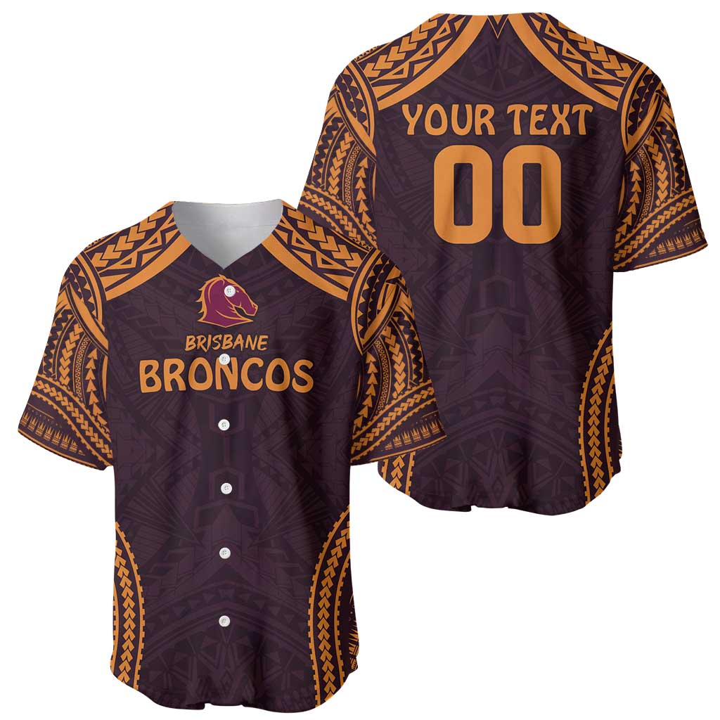 Custom Broncos Rugby Baseball Jersey With Polynesian Style