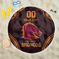 Custom Broncos Rugby Beach Blanket With Polynesian Style