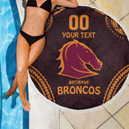 Custom Broncos Rugby Beach Blanket With Polynesian Style