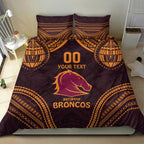 Custom Broncos Rugby Bedding Set With Polynesian Style