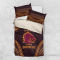 Custom Broncos Rugby Bedding Set With Polynesian Style