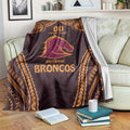 Custom Broncos Rugby Blanket With Polynesian Style
