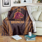 Custom Broncos Rugby Blanket With Polynesian Style