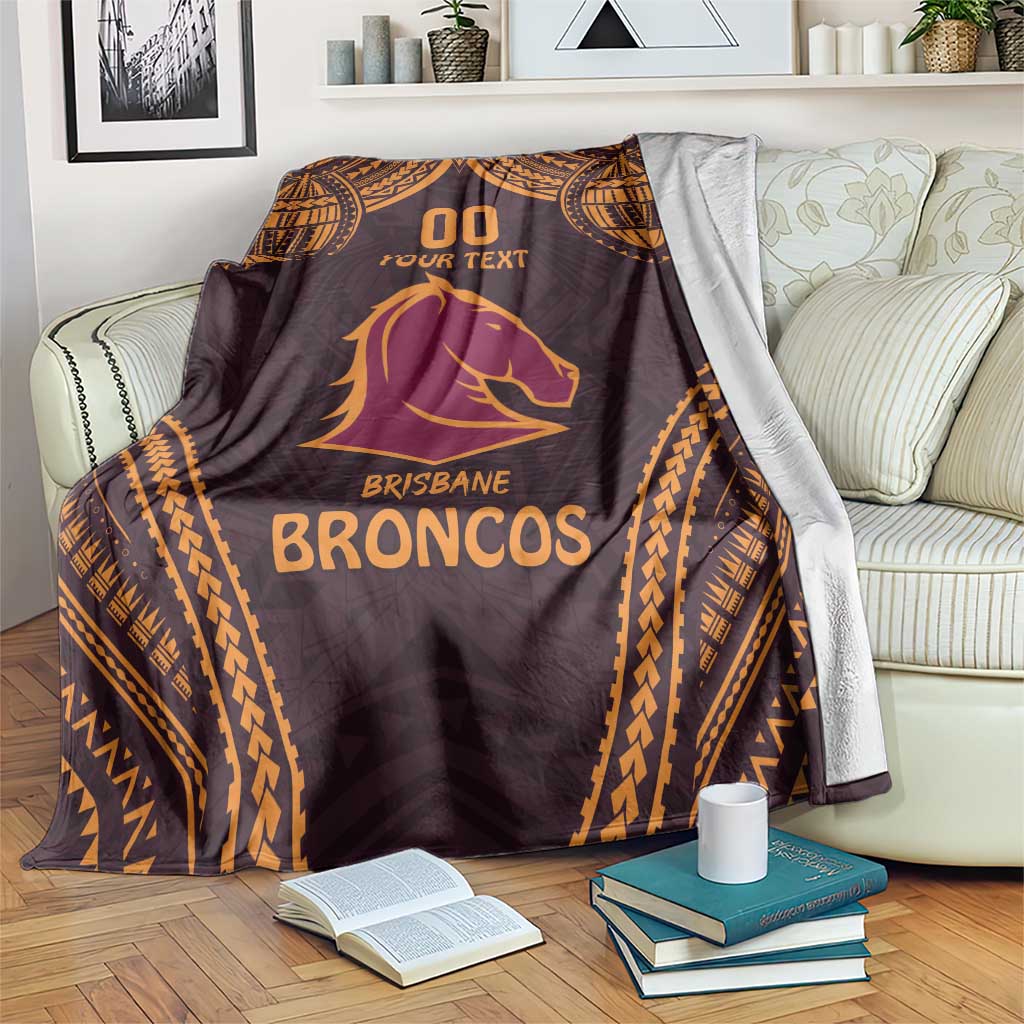 Custom Broncos Rugby Blanket With Polynesian Style