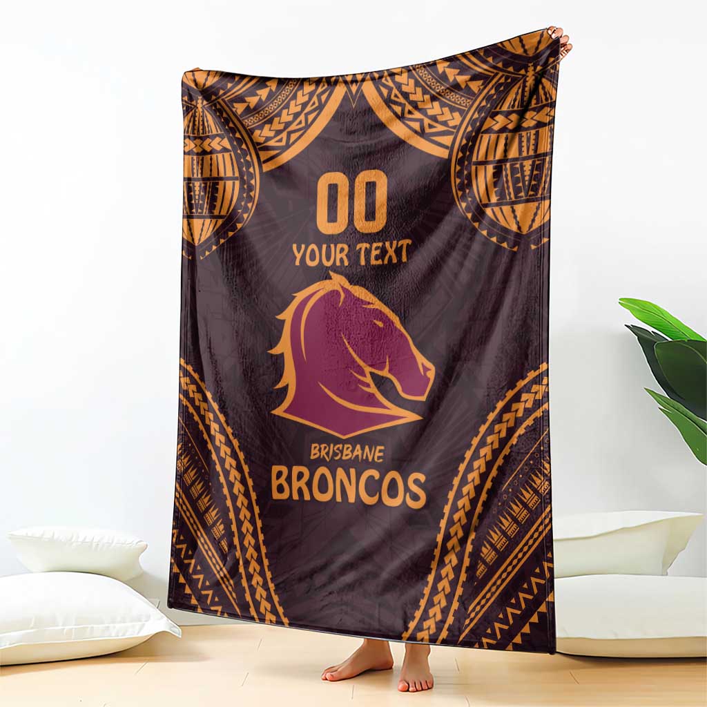 Custom Broncos Rugby Blanket With Polynesian Style