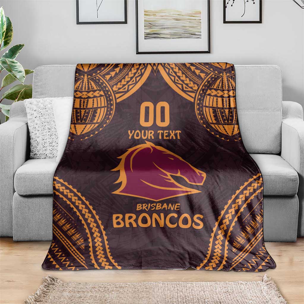 Custom Broncos Rugby Blanket With Polynesian Style