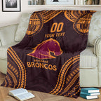 Custom Broncos Rugby Blanket With Polynesian Style