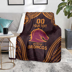 Custom Broncos Rugby Blanket With Polynesian Style