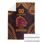 Custom Broncos Rugby Blanket With Polynesian Style