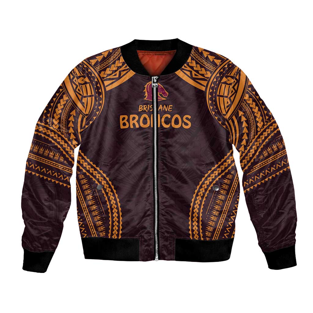 Custom Broncos Rugby Bomber Jacket With Polynesian Style