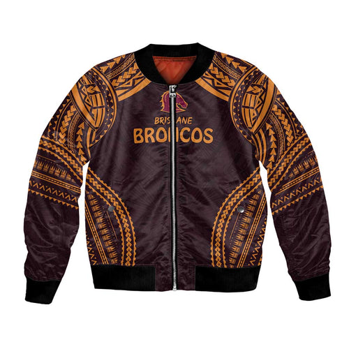Custom Broncos Rugby Bomber Jacket With Polynesian Style