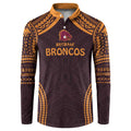 Custom Broncos Rugby Button Sweatshirt With Polynesian Style