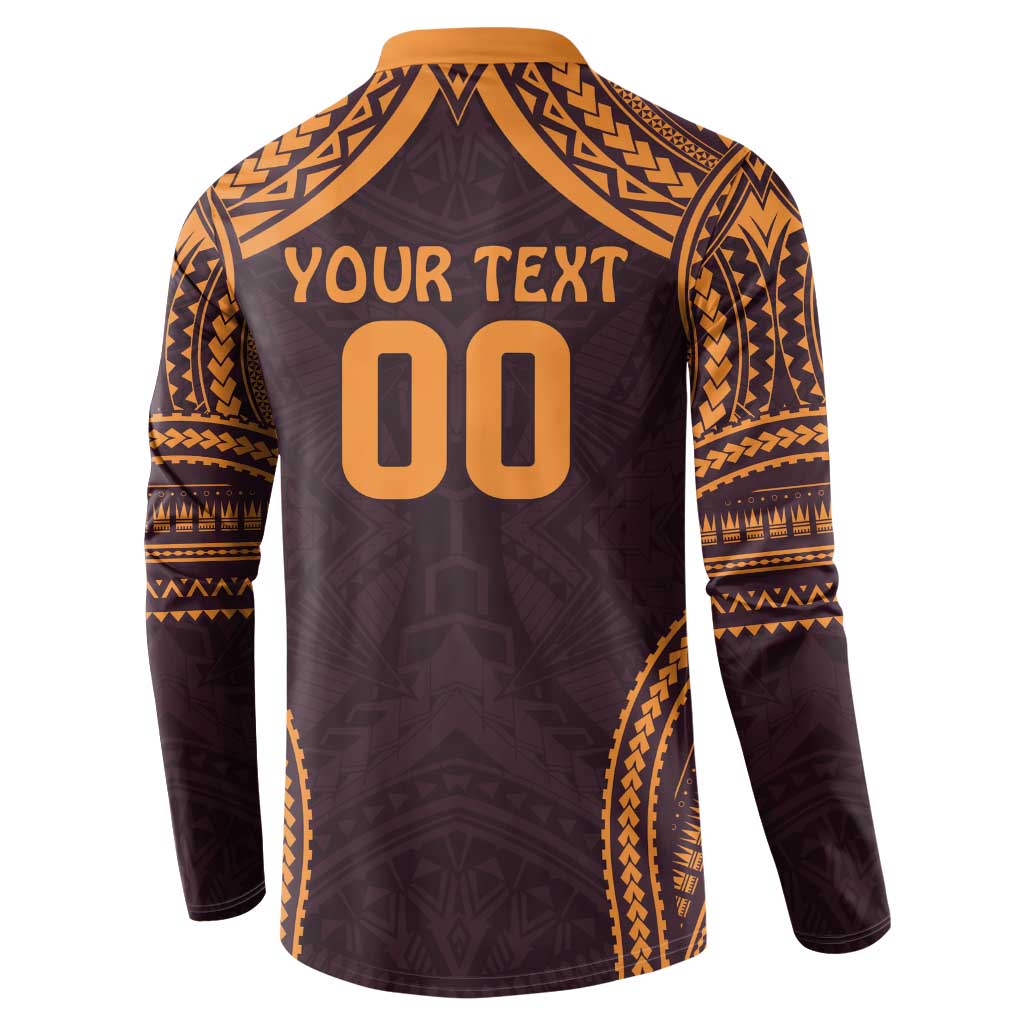 Custom Broncos Rugby Button Sweatshirt With Polynesian Style