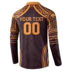 Custom Broncos Rugby Button Sweatshirt With Polynesian Style