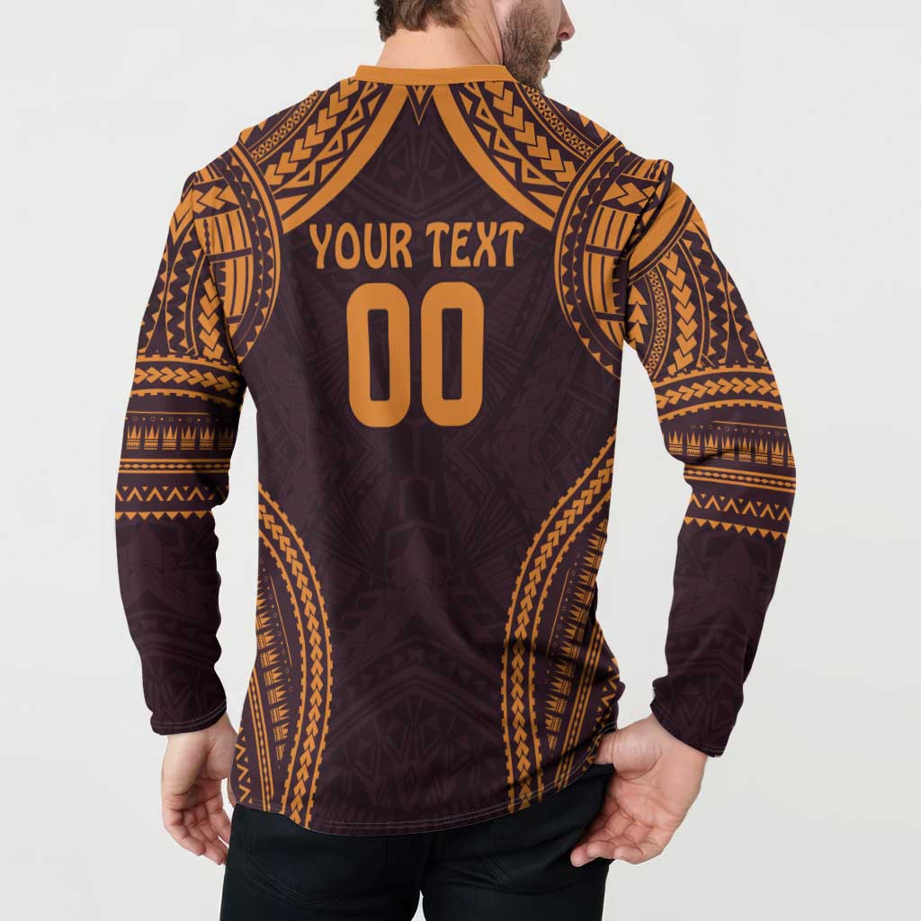 Custom Broncos Rugby Button Sweatshirt With Polynesian Style