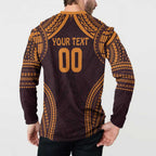 Custom Broncos Rugby Button Sweatshirt With Polynesian Style