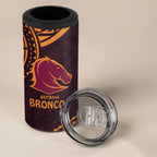 Custom Broncos Rugby 4 in 1 Can Cooler Tumbler With Polynesian Style