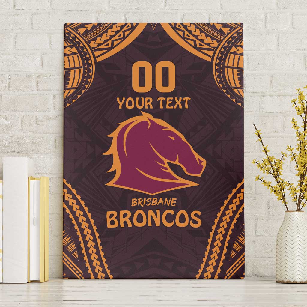 Custom Broncos Rugby Canvas Wall Art With Polynesian Style