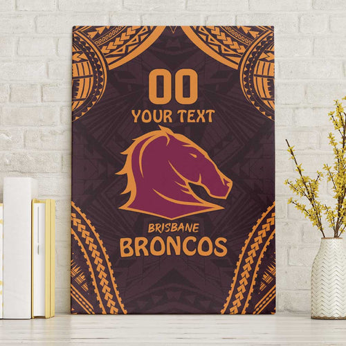 Custom Broncos Rugby Canvas Wall Art With Polynesian Style