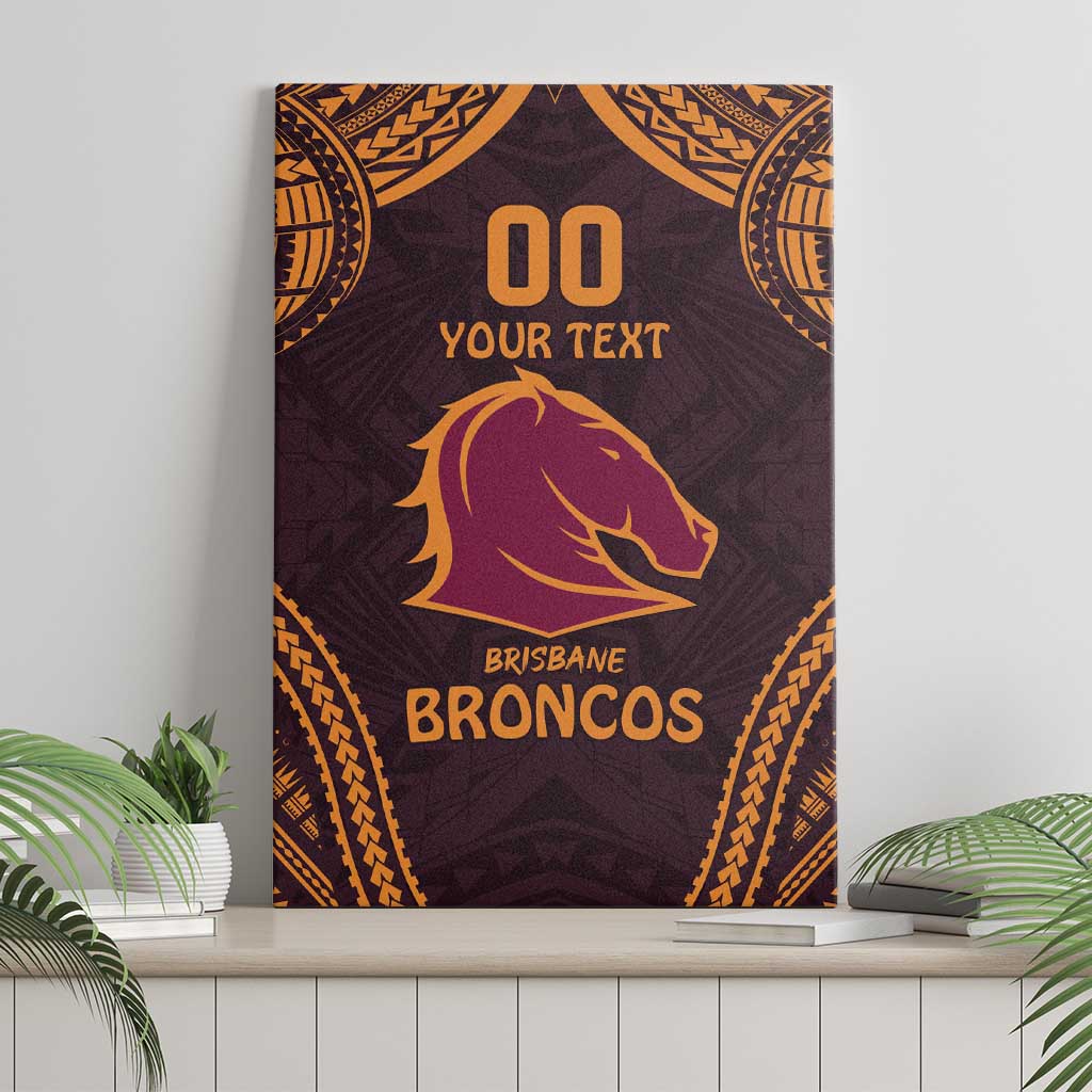 Custom Broncos Rugby Canvas Wall Art With Polynesian Style