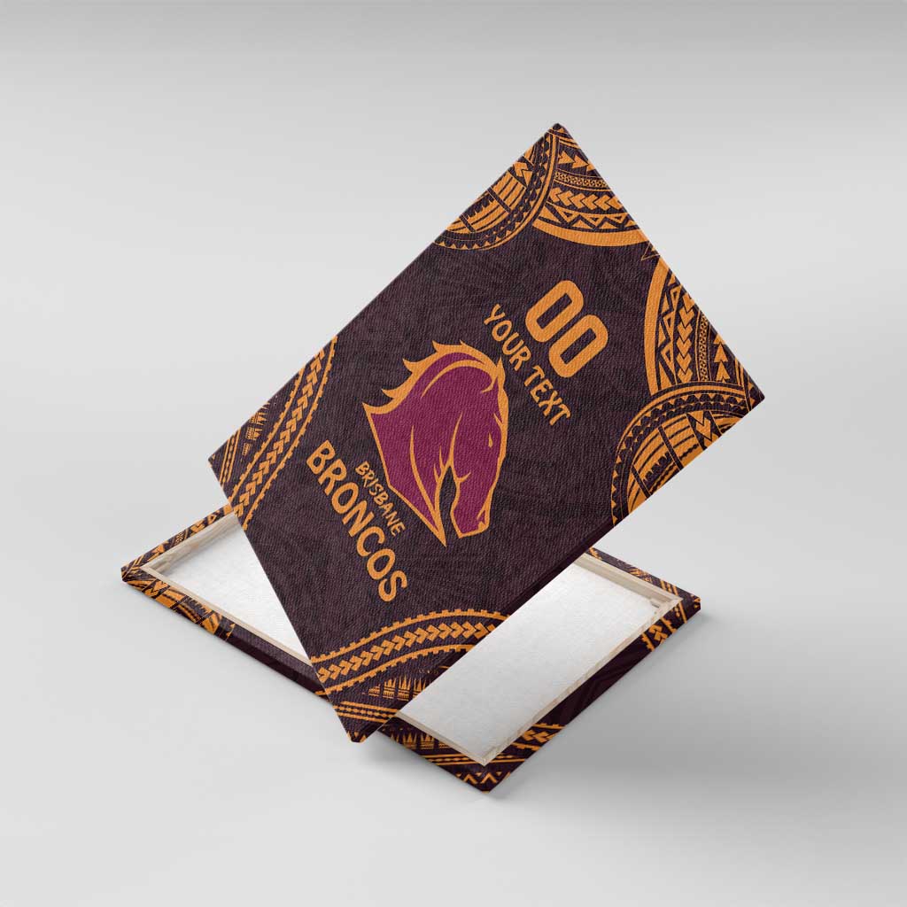 Custom Broncos Rugby Canvas Wall Art With Polynesian Style