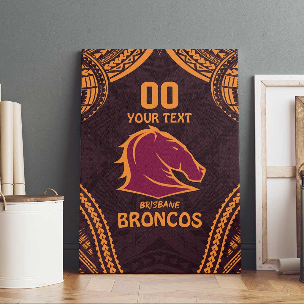 Custom Broncos Rugby Canvas Wall Art With Polynesian Style