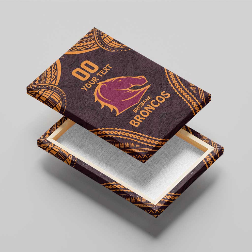 Custom Broncos Rugby Canvas Wall Art With Polynesian Style