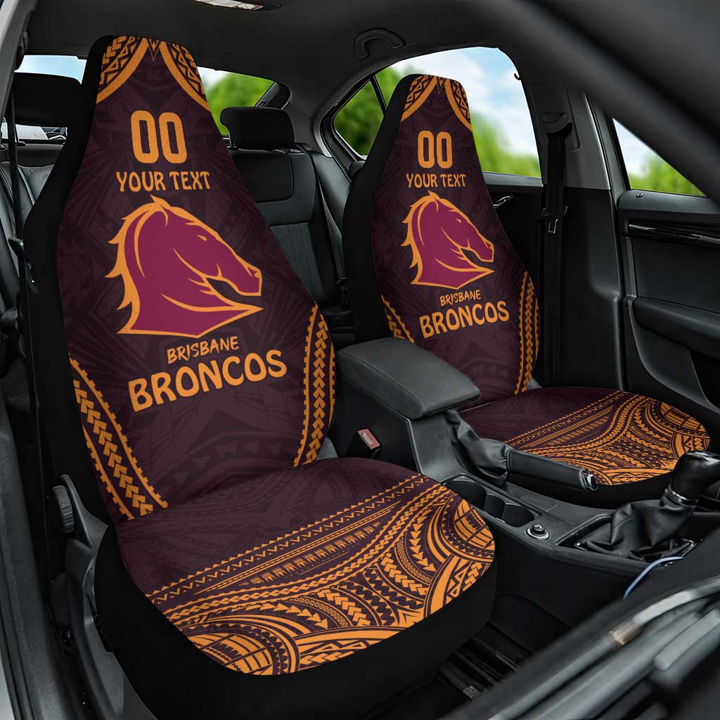 Custom Broncos Rugby Car Seat Cover With Polynesian Style