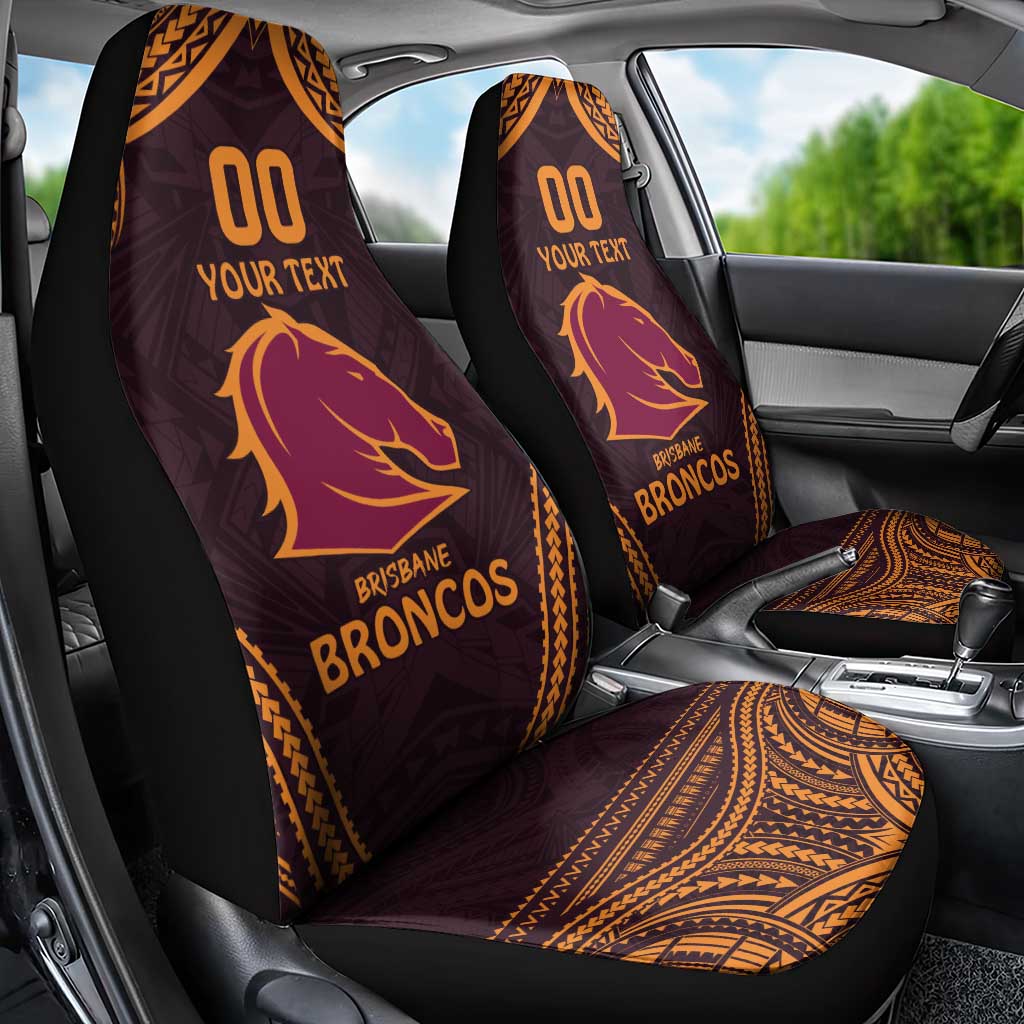 Custom Broncos Rugby Car Seat Cover With Polynesian Style