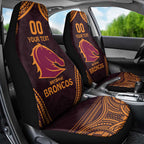 Custom Broncos Rugby Car Seat Cover With Polynesian Style