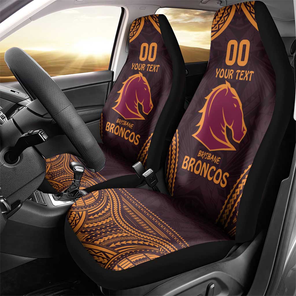 Custom Broncos Rugby Car Seat Cover With Polynesian Style