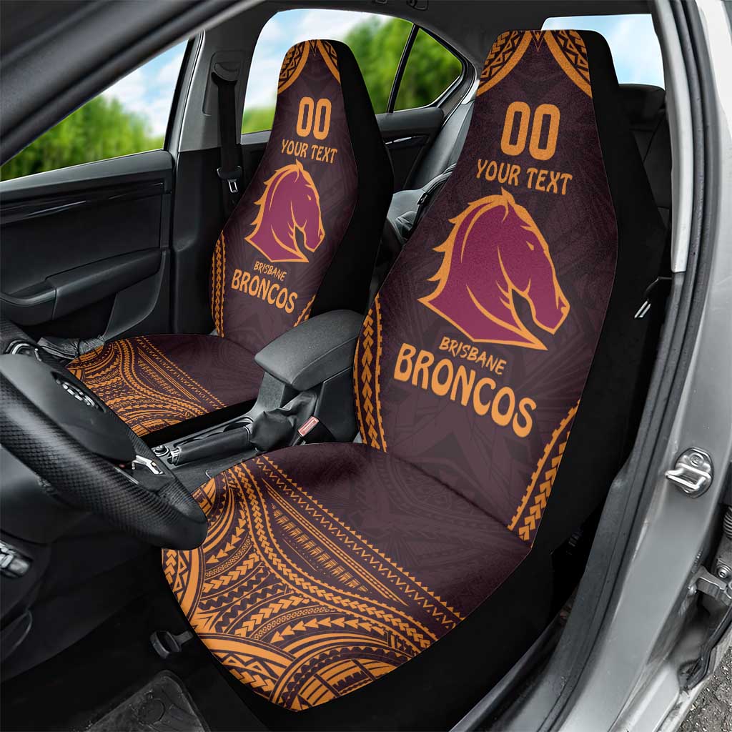 Custom Broncos Rugby Car Seat Cover With Polynesian Style