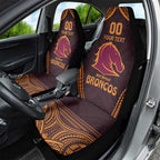 Custom Broncos Rugby Car Seat Cover With Polynesian Style