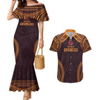 Custom Broncos Rugby Couples Matching Mermaid Dress and Hawaiian Shirt With Polynesian Style