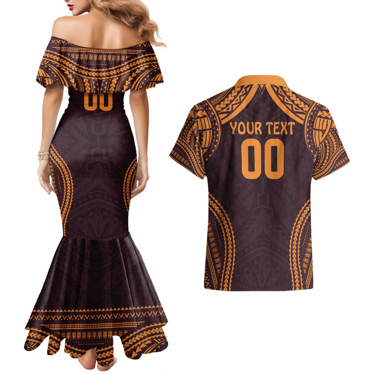 Custom Broncos Rugby Couples Matching Mermaid Dress and Hawaiian Shirt With Polynesian Style