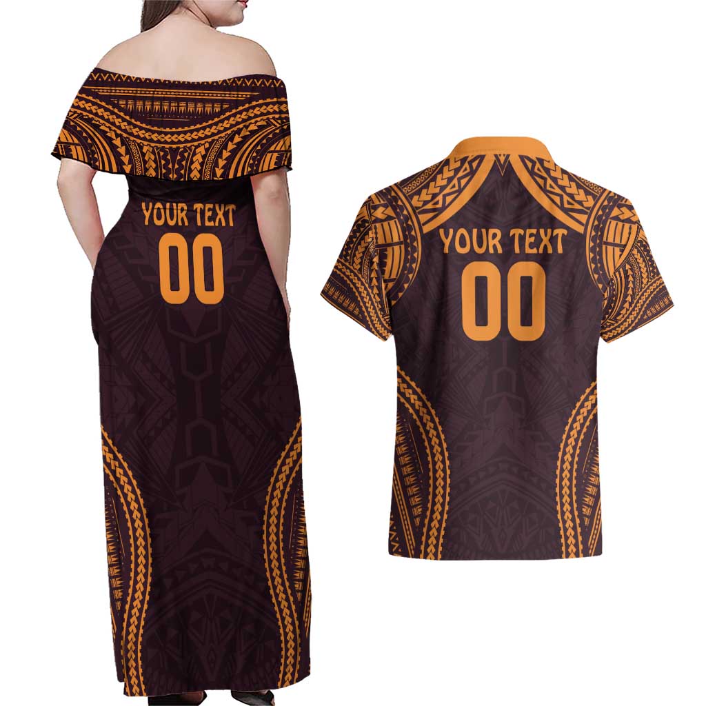 Custom Broncos Rugby Couples Matching Off Shoulder Maxi Dress and Hawaiian Shirt With Polynesian Style