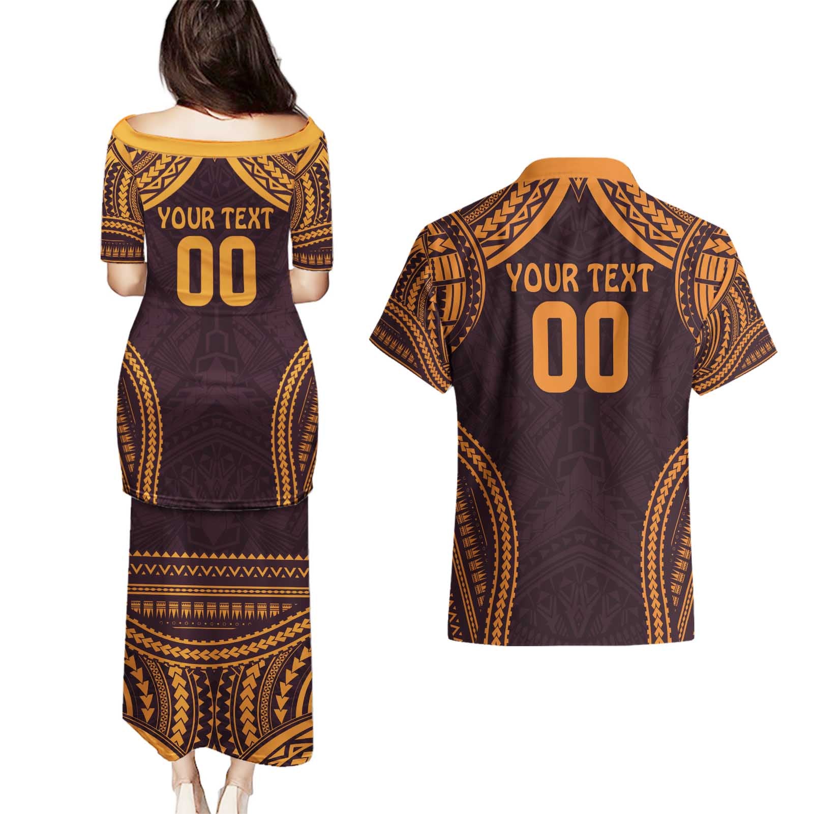 Custom Broncos Rugby Couples Matching Puletasi and Hawaiian Shirt With Polynesian Style