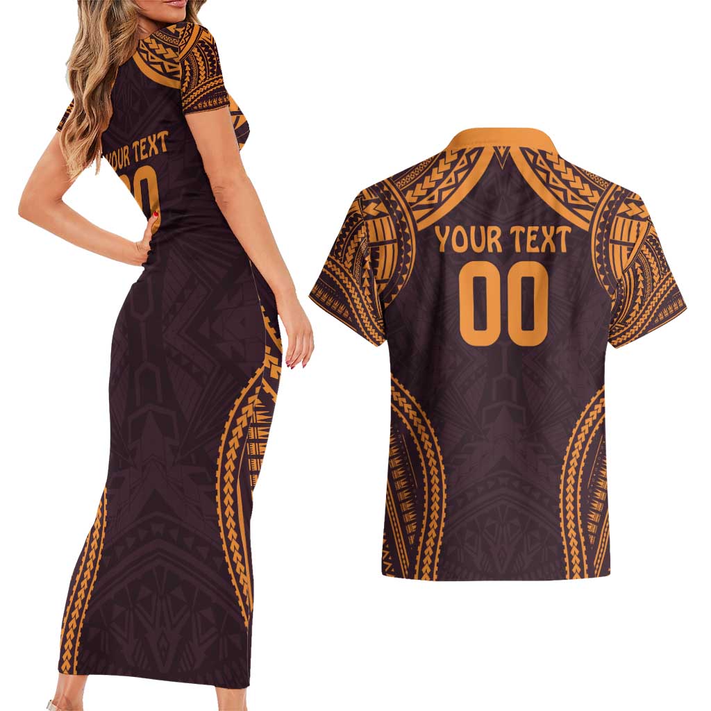 Custom Broncos Rugby Couples Matching Short Sleeve Bodycon Dress and Hawaiian Shirt With Polynesian Style