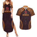 Custom Broncos Rugby Couples Matching Summer Maxi Dress and Hawaiian Shirt With Polynesian Style