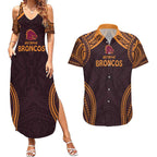 Custom Broncos Rugby Couples Matching Summer Maxi Dress and Hawaiian Shirt With Polynesian Style