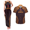 Custom Broncos Rugby Couples Matching Tank Maxi Dress and Hawaiian Shirt With Polynesian Style