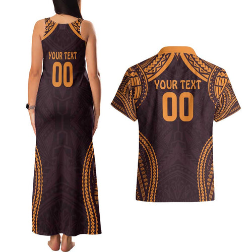 Custom Broncos Rugby Couples Matching Tank Maxi Dress and Hawaiian Shirt With Polynesian Style