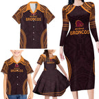 Custom Broncos Rugby Family Matching Long Sleeve Bodycon Dress and Hawaiian Shirt With Polynesian Style
