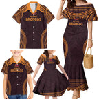 Custom Broncos Rugby Family Matching Mermaid Dress and Hawaiian Shirt With Polynesian Style