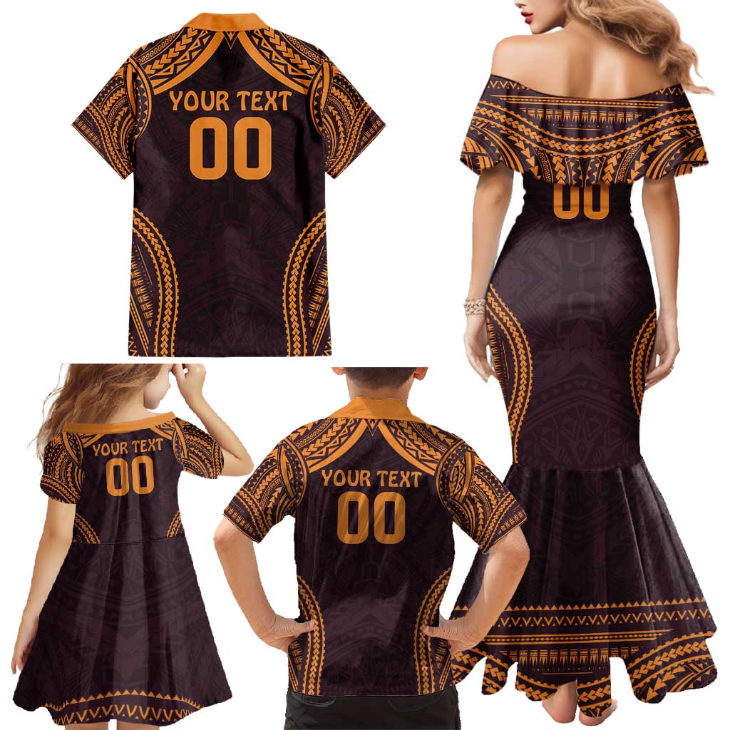 Custom Broncos Rugby Family Matching Mermaid Dress and Hawaiian Shirt With Polynesian Style