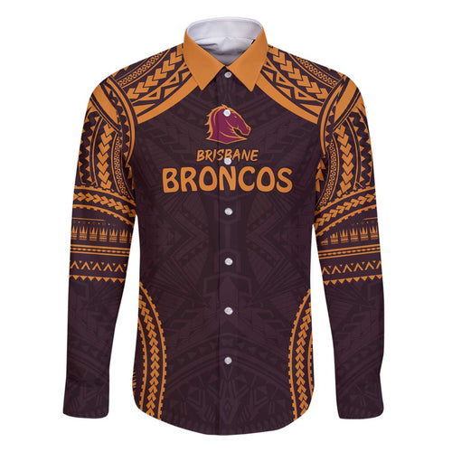 Custom Broncos Rugby Family Matching Off The Shoulder Long Sleeve Dress and Hawaiian Shirt With Polynesian Style